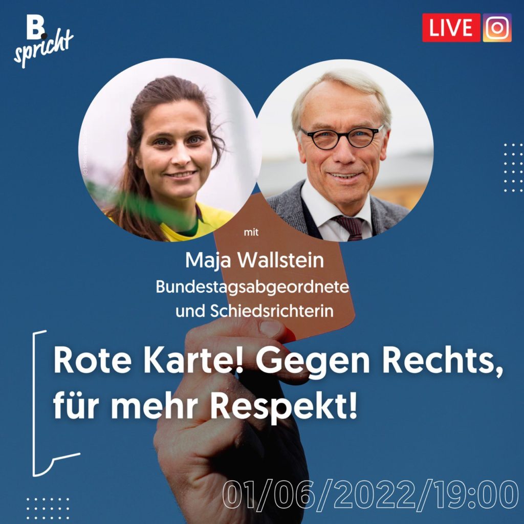 Fotos der MdBs Maja Wallstein und Bernhard Daldrup die zum Insta Live Talk Rote Karte! Gegen Rechts, für mehr Respekt! einladen